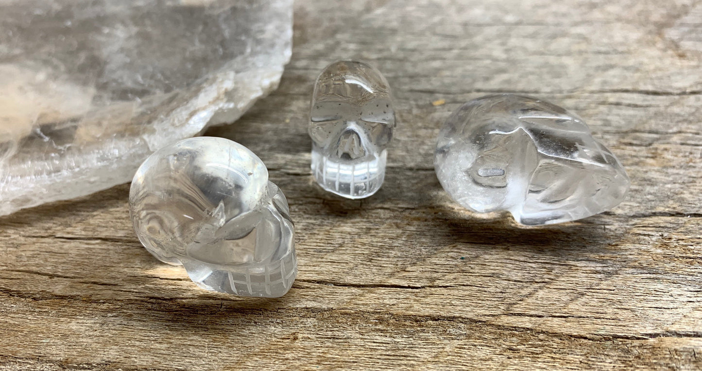 Clear Quartz Carved Skull 1” BIN-0806-B