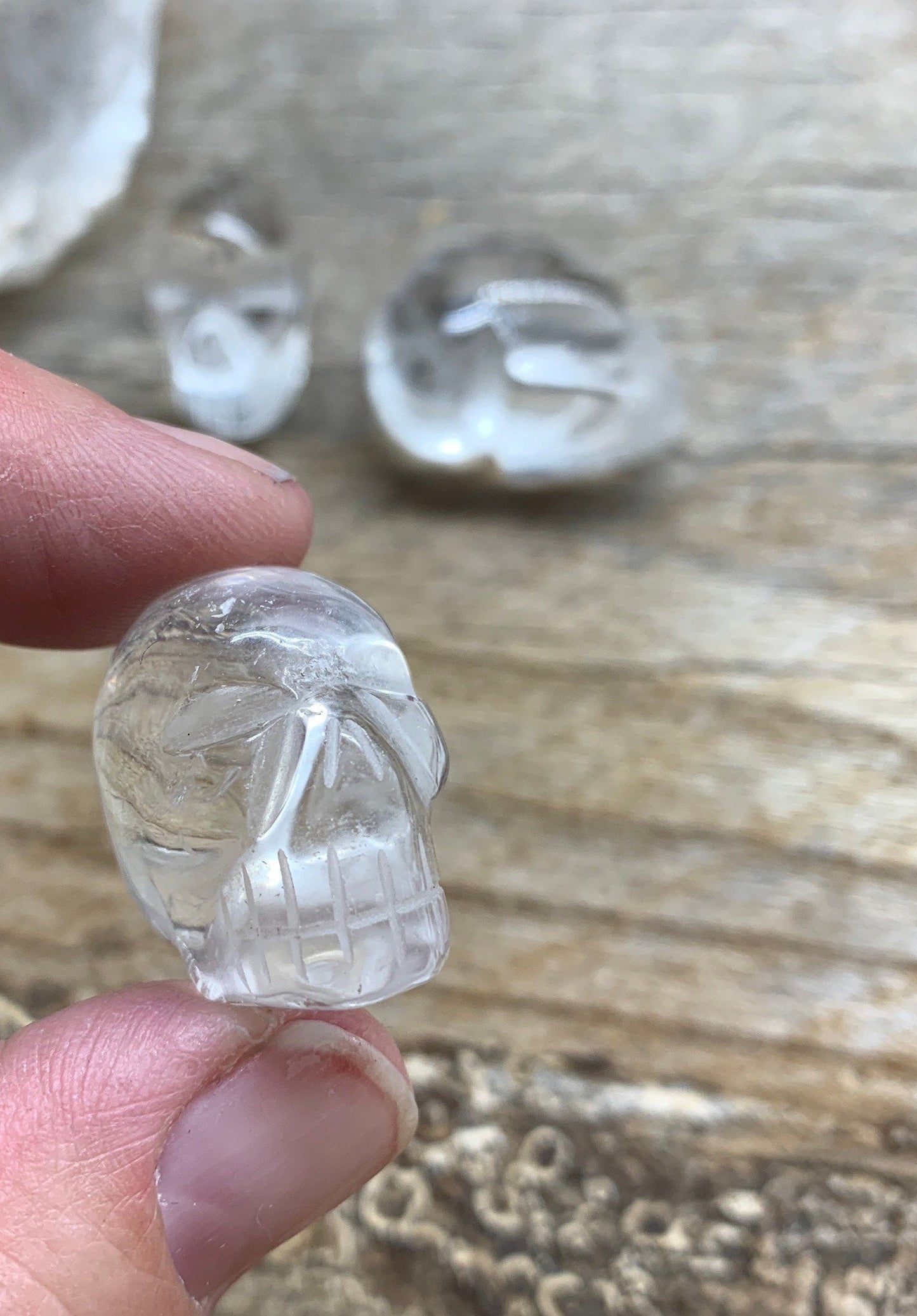 Clear Quartz Carved Skull 1” BIN-0806-B