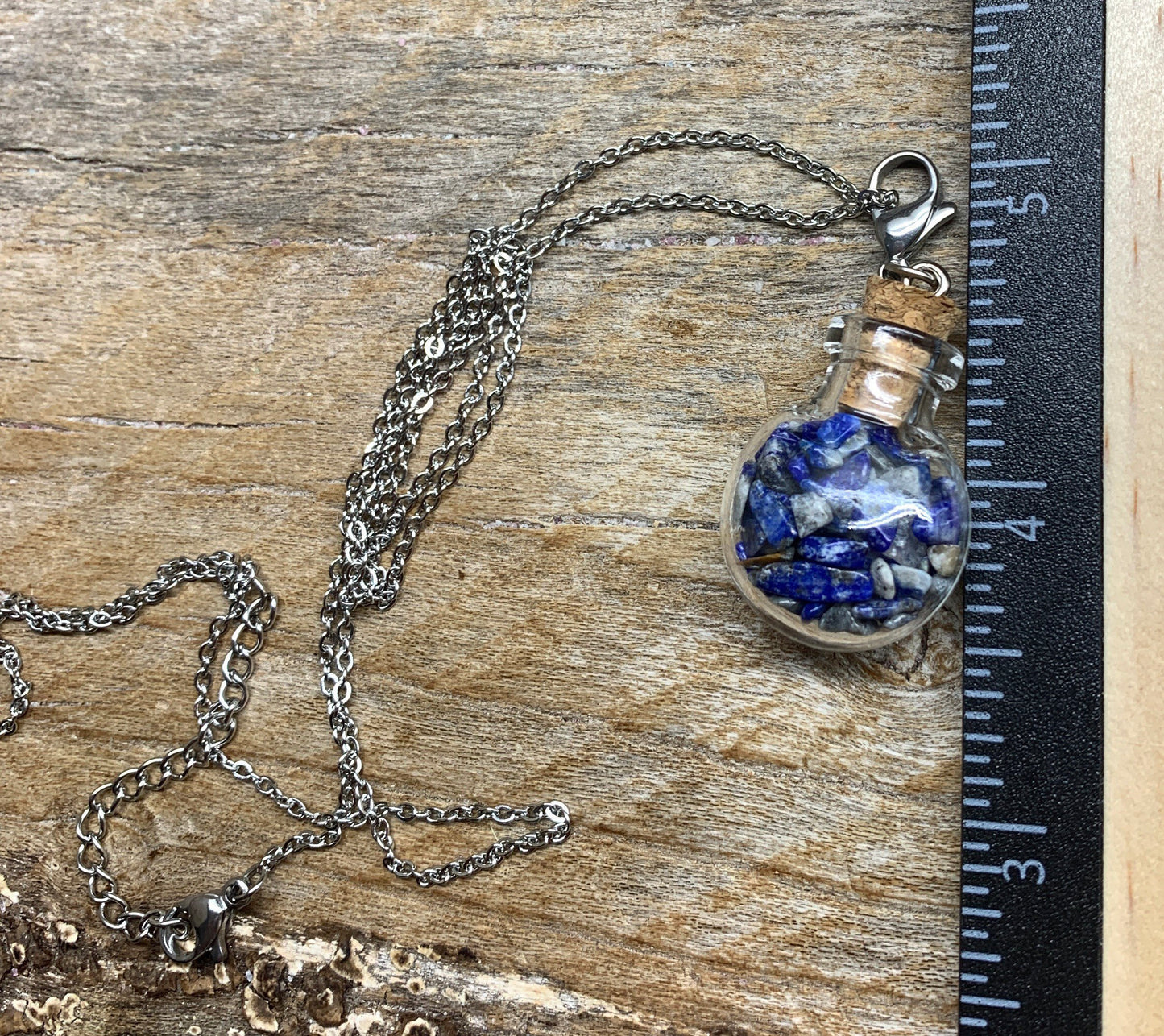 Lapis Lazuli Necklace in Corked Bottle, 24” Chain 1148