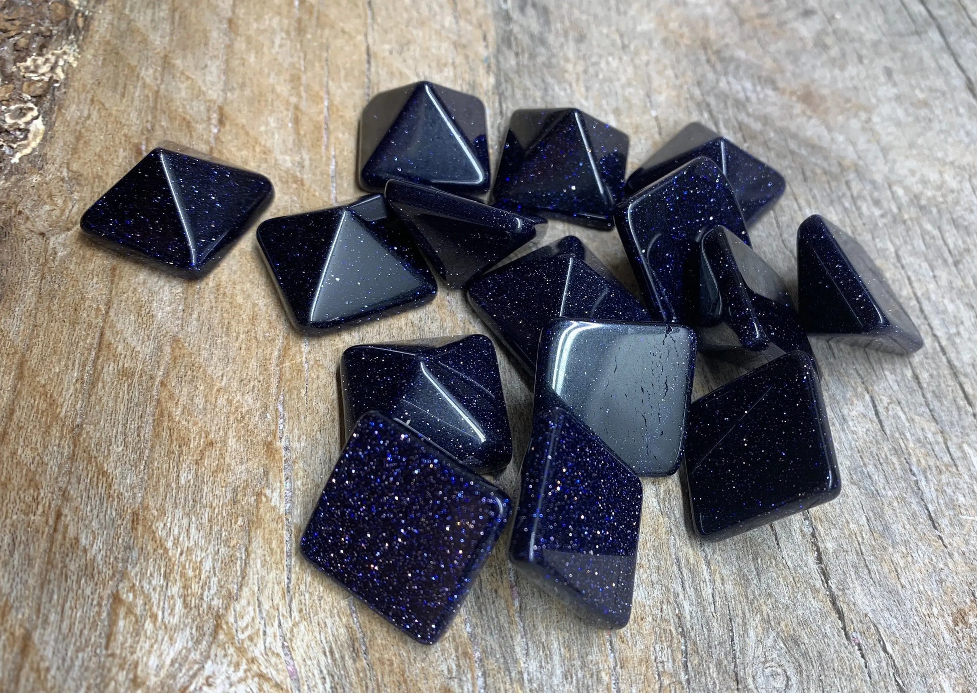 Blue Goldstone Pyramid (Approx. 3/4” x 3/4" x 5/8") 0406 Shop Wholesale Crystals