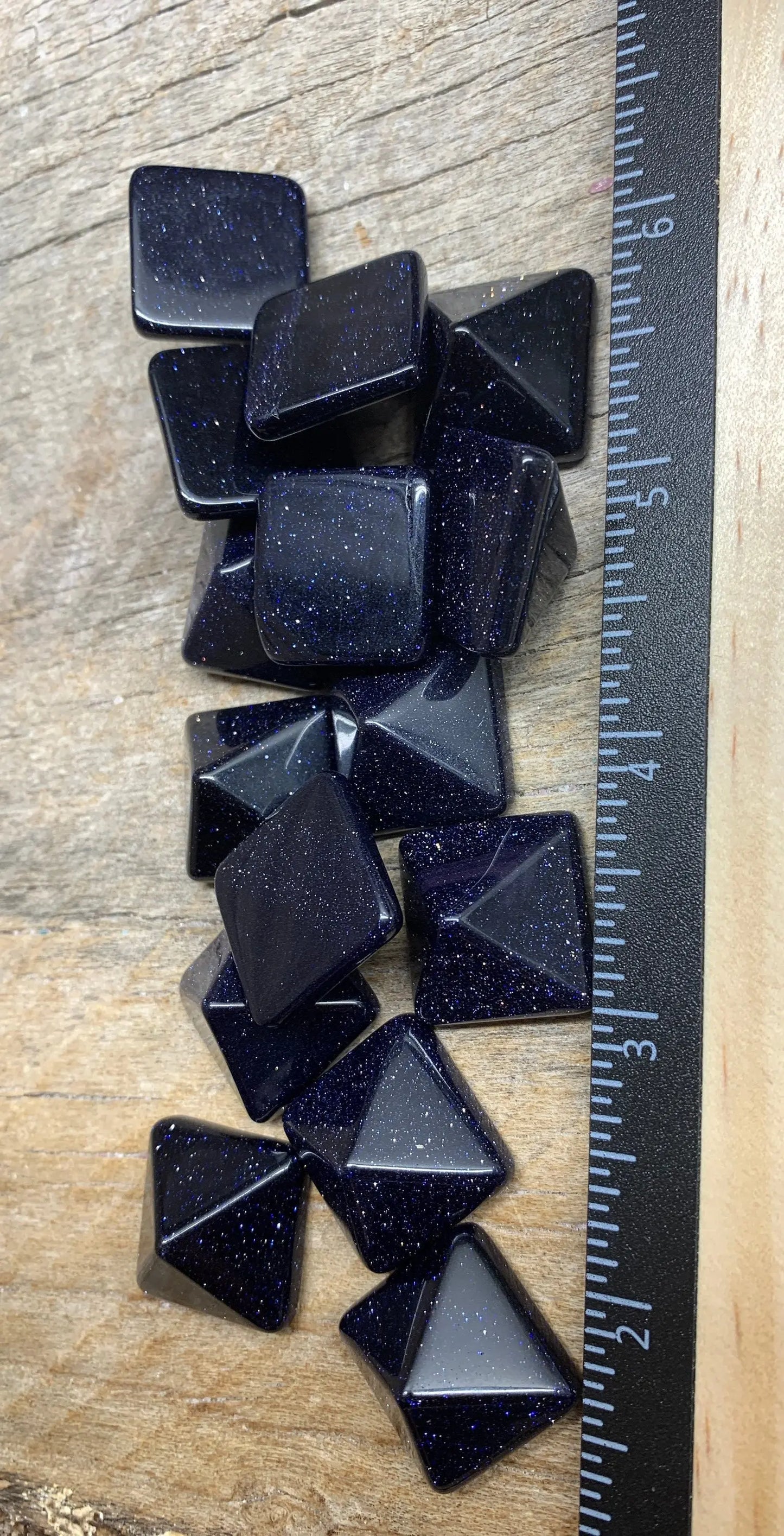 Blue Goldstone Pyramid (Approx. 3/4” x 3/4" x 5/8") 0406 Shop Wholesale Crystals