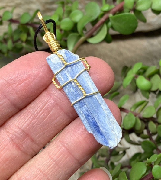 Blue Kyanite Necklace, Wire Wrapped, Hand Made, Beautiful, Abundance NCK-1189