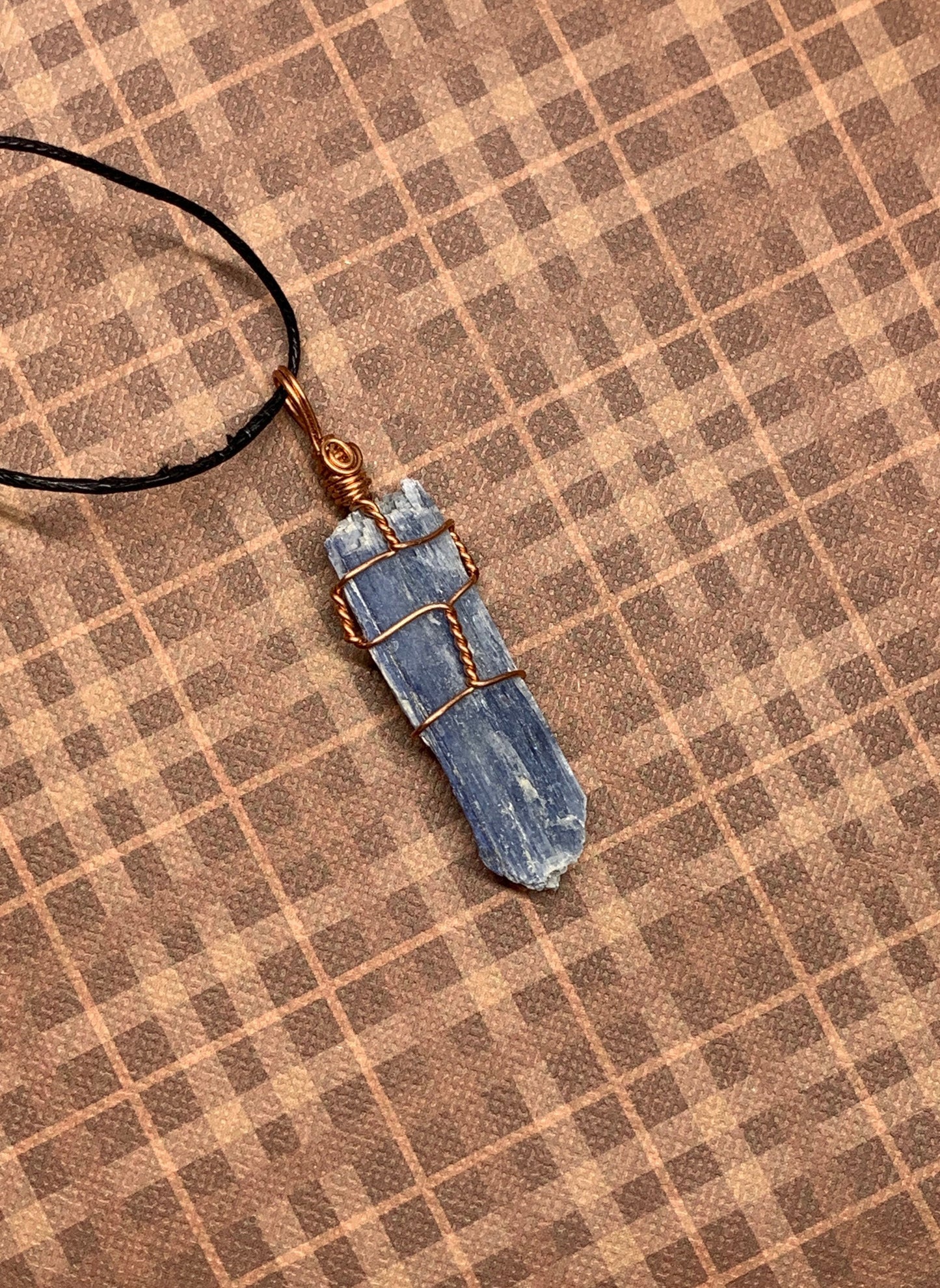 Blue Kyanite Necklace, Wire Wrapped, Hand Made, Beautiful, Abundance NCK-0390