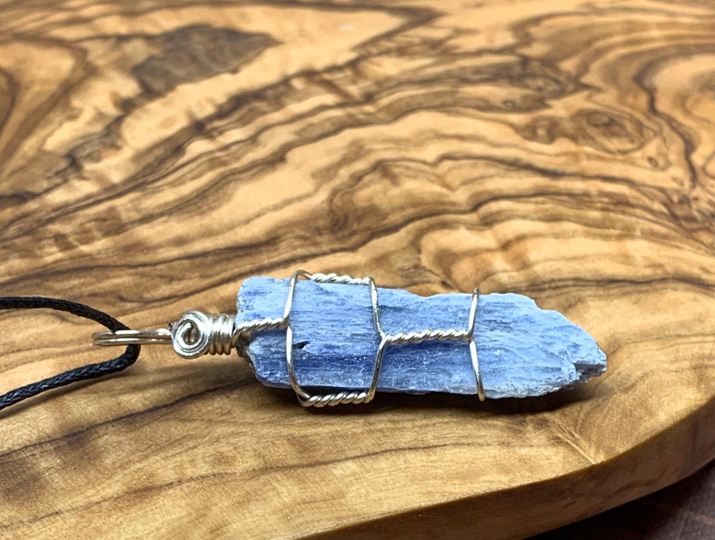 Blue Kyanite Necklace, Wire Wrapped, Hand Made, Beautiful, Abundance NCK-0364