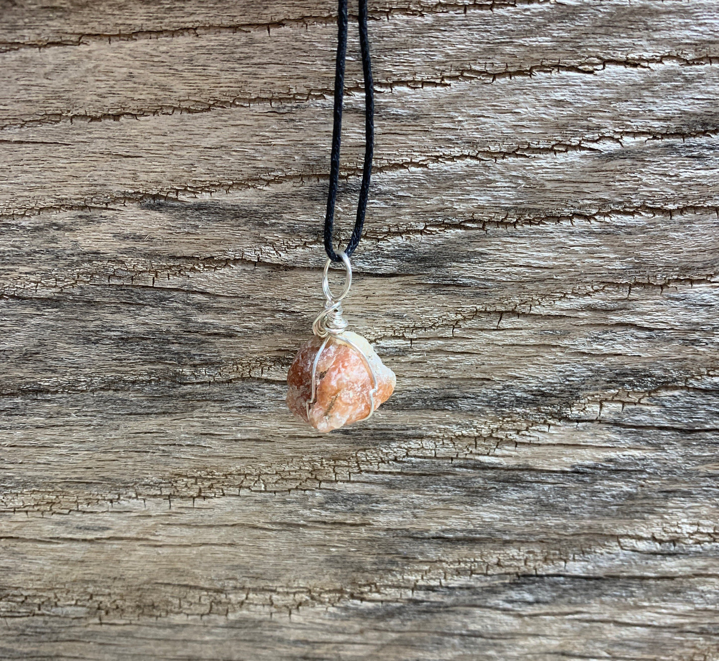 Sunstone Necklace, Wire Wrapped, Hand Made, Joyful Stone, Gift Item NCK-0152