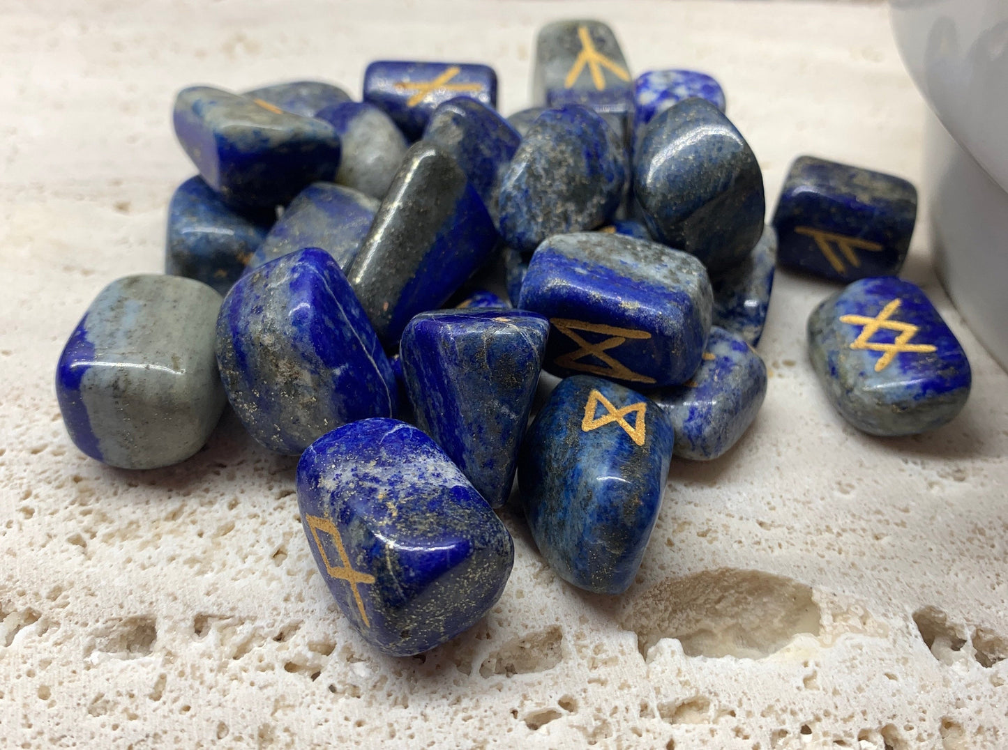 Lapis Lazuli 25 Piece Rune Set with Drawstring Bag KIT-0031