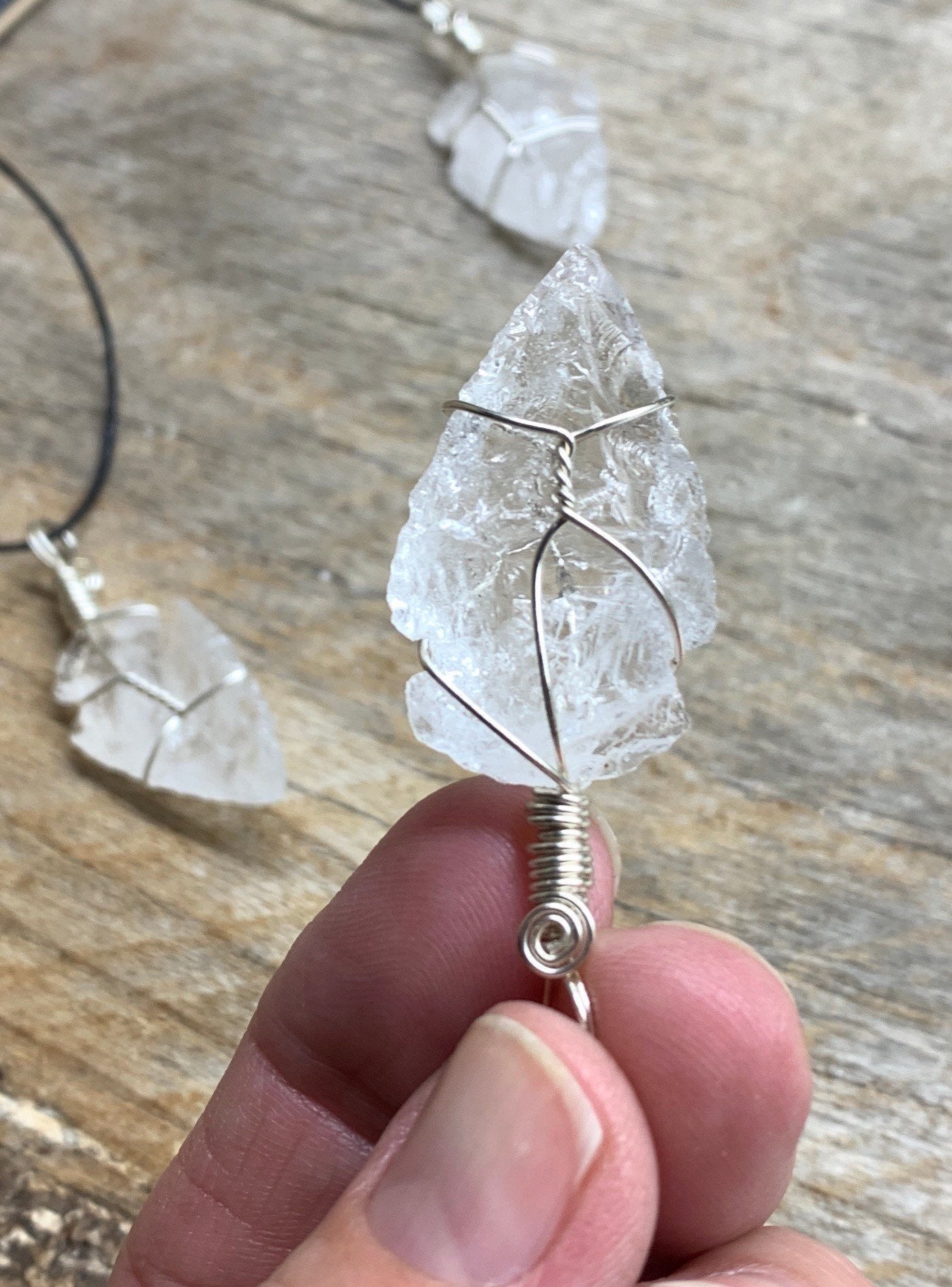 Clear Quartz Wire Wrapped Arrowhead Necklace NCK-1213