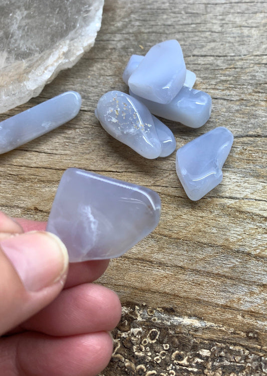 Blue Chalcedony Polished Stone 0710 (5/8”- 1”)