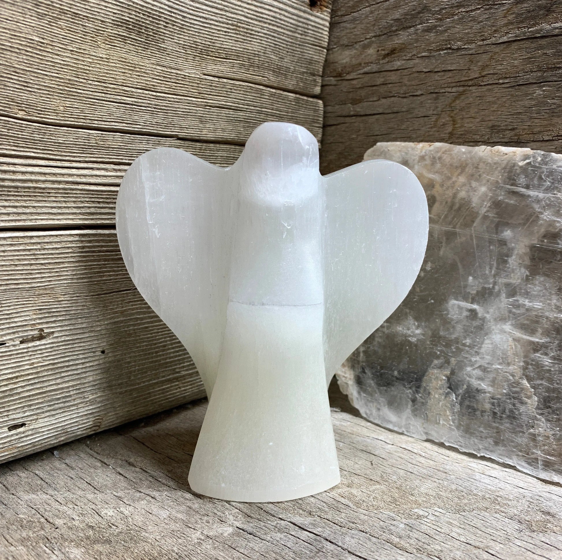 Carved Selenite Angel 4 1/4” S-0071 Shop Wholesale Crystals