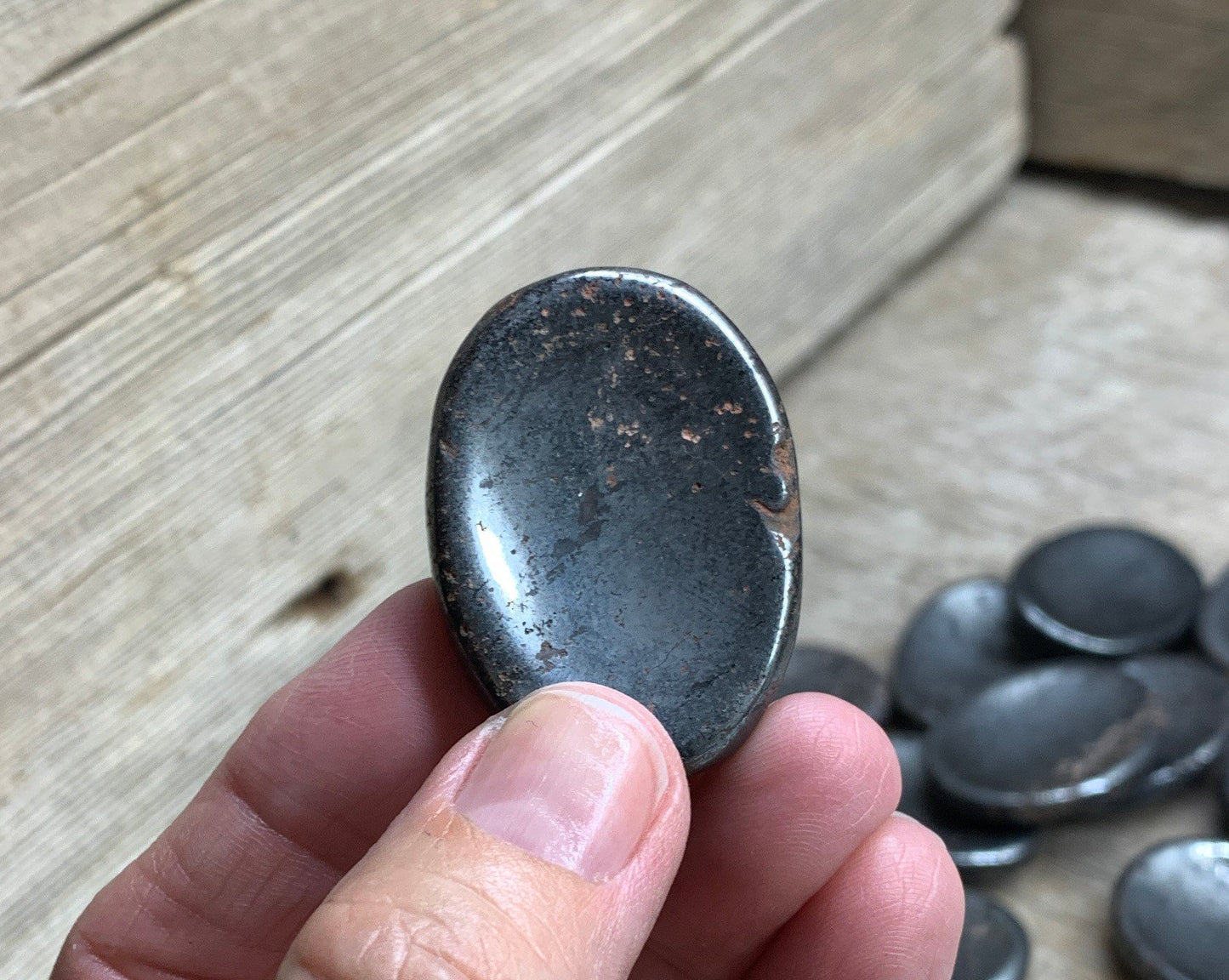 Hematite Worry Stone, Small, Handmade 1394 (1 1/2”- 1 3/4”)