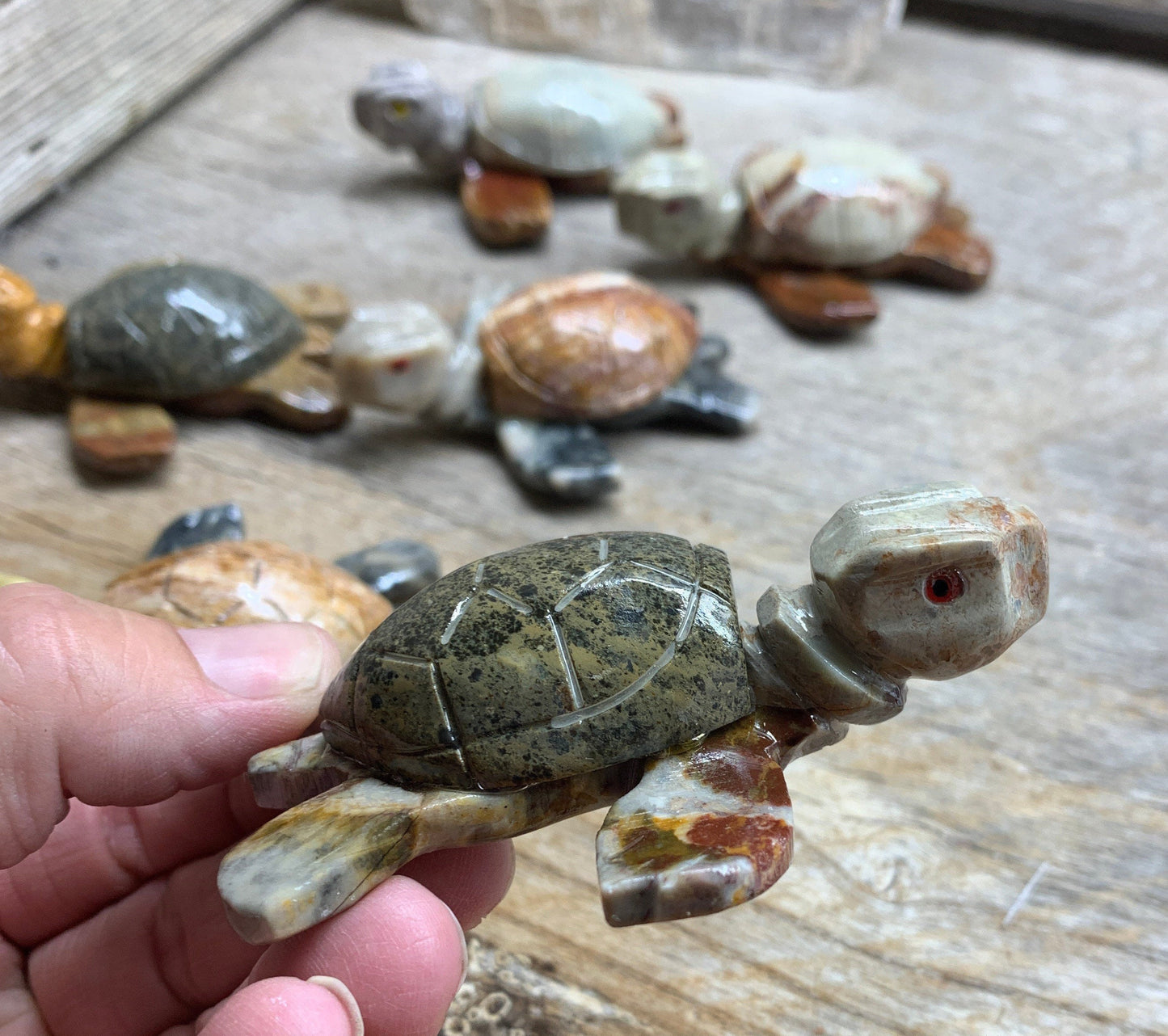 Swimming Turtle Carved Soapstone Animal FIG-0543 Approx. 3 1/4”