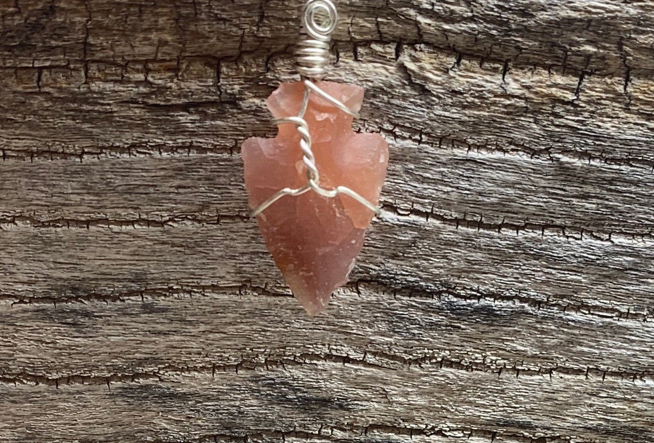 Carnelian Wire Wrapped Arrowhead Necklace HOT-0879