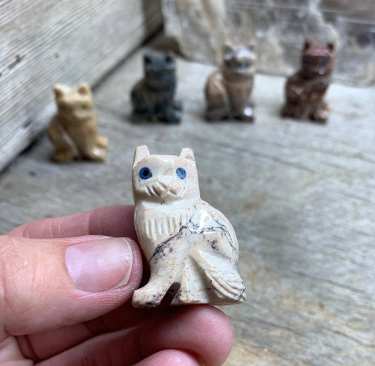 Seated Cat Carved Soapstone Animal 0776 Approx. 1 5/8” Shop Wholesale Crystals