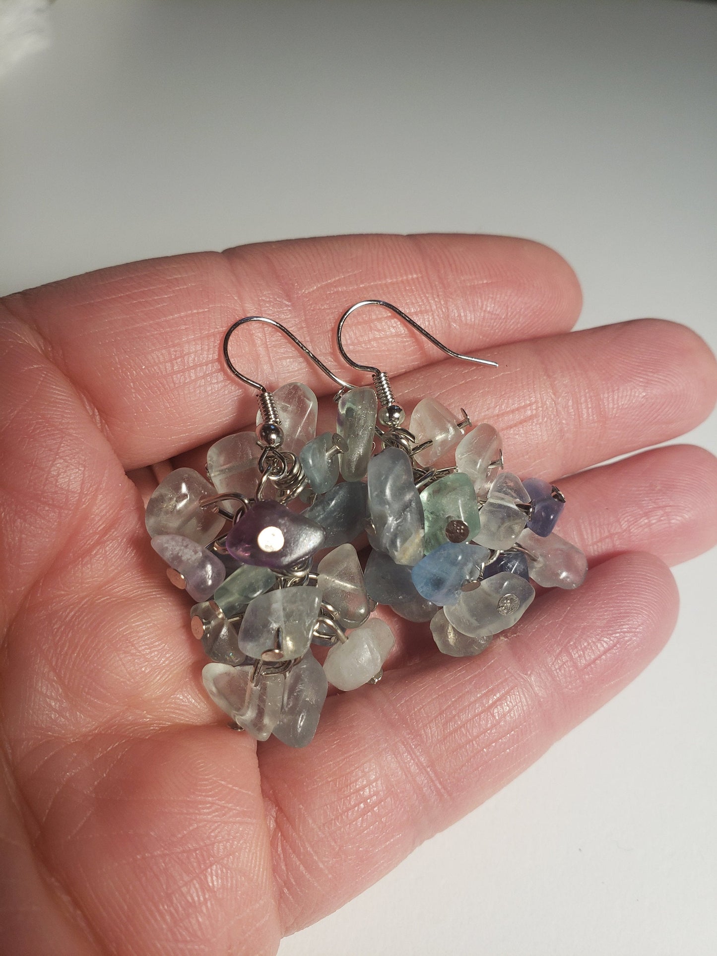 Fluorite Earrings, Healing Crystals, Beautiful EAR-0041