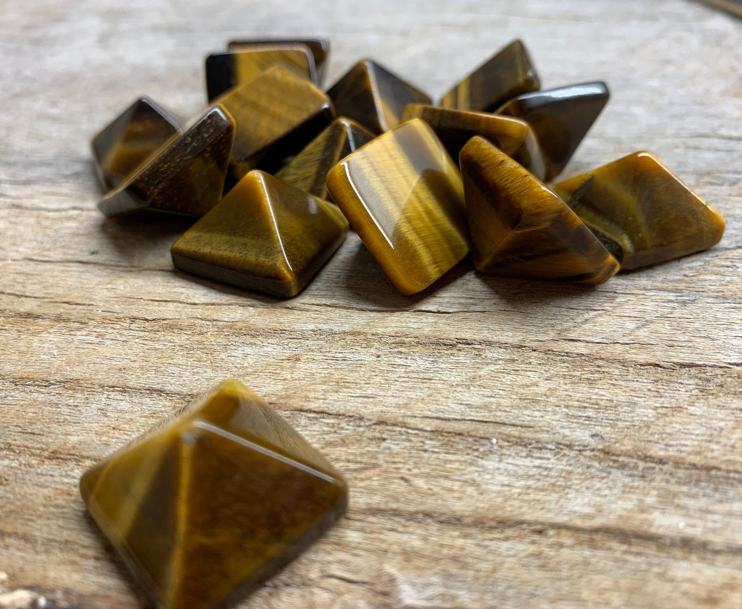 Tigers Eye Pyramid 0442 (Approx. 3/4” x 3/4" x 5/8")