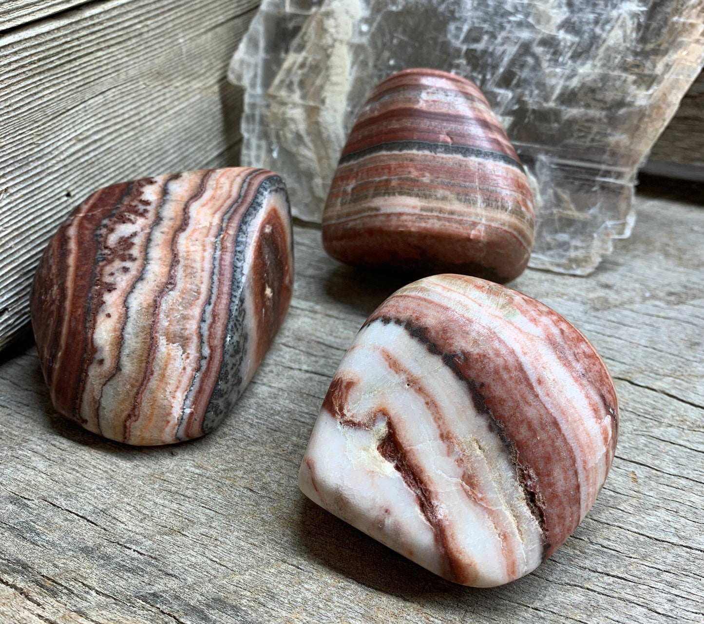 Banded Calcite 1560 Large Stone, Polished. Approx. 2 1/2”- 3 1/2”