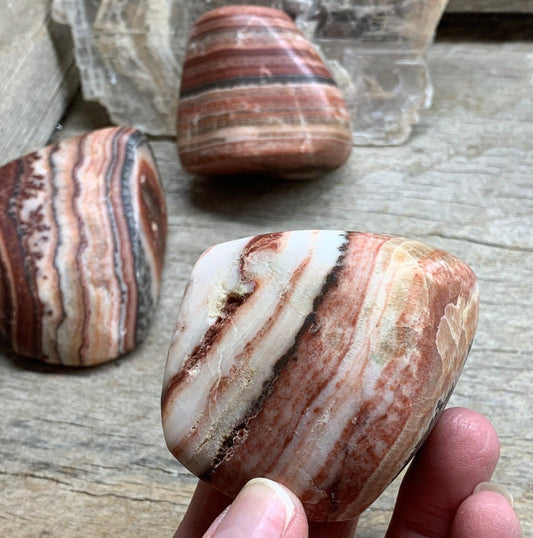 Banded Calcite 1560 Large Stone, Polished. Approx. 2 1/2”- 3 1/2”