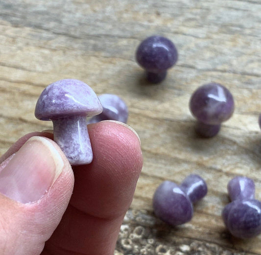 Lepidolite Carved Mushroom 0028 Approx. 3/4”- 5/8”