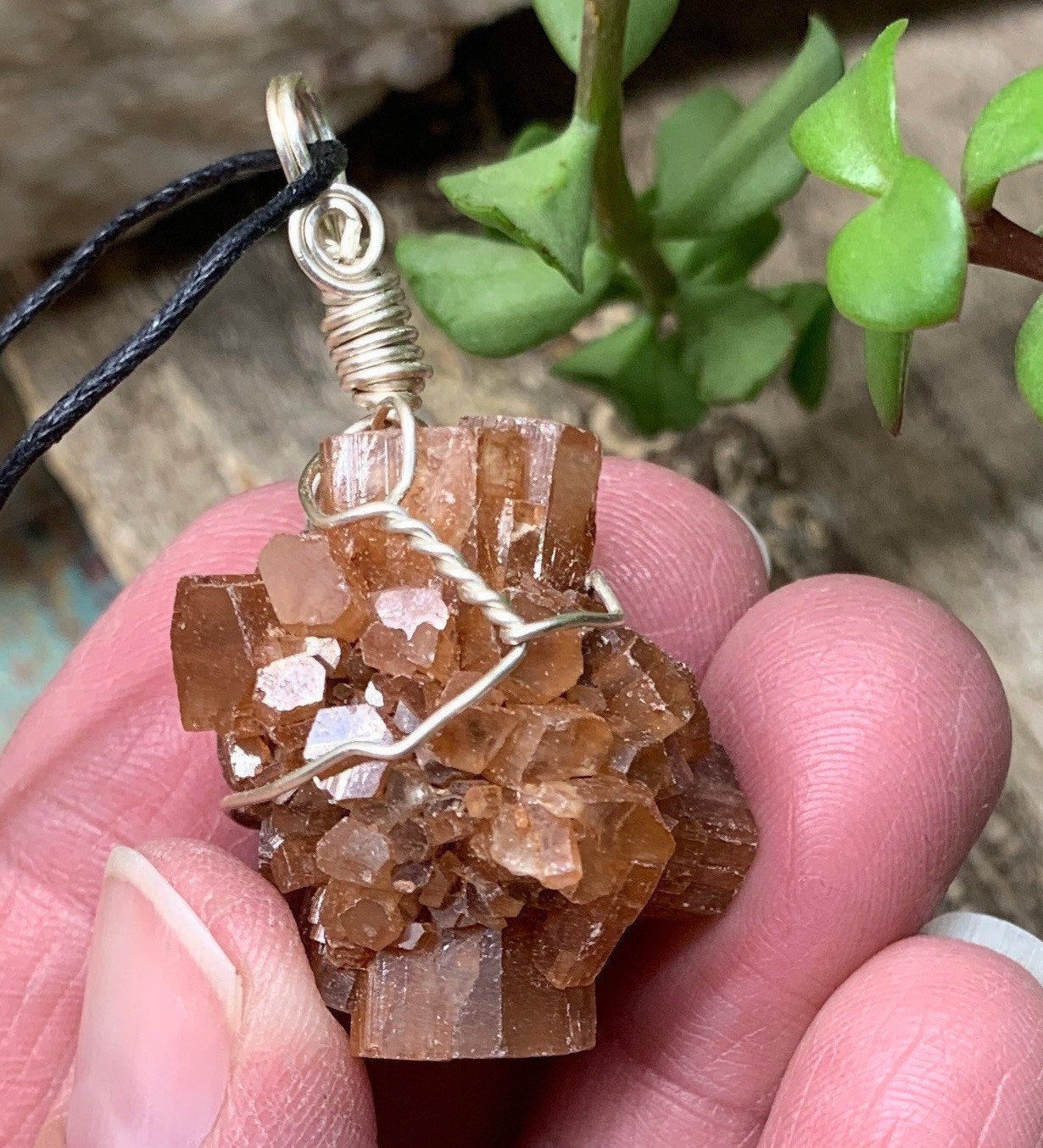 Aragonite Necklace, Wire Wrapped, Hand Made, Beautiful, Abundance HOT-0581