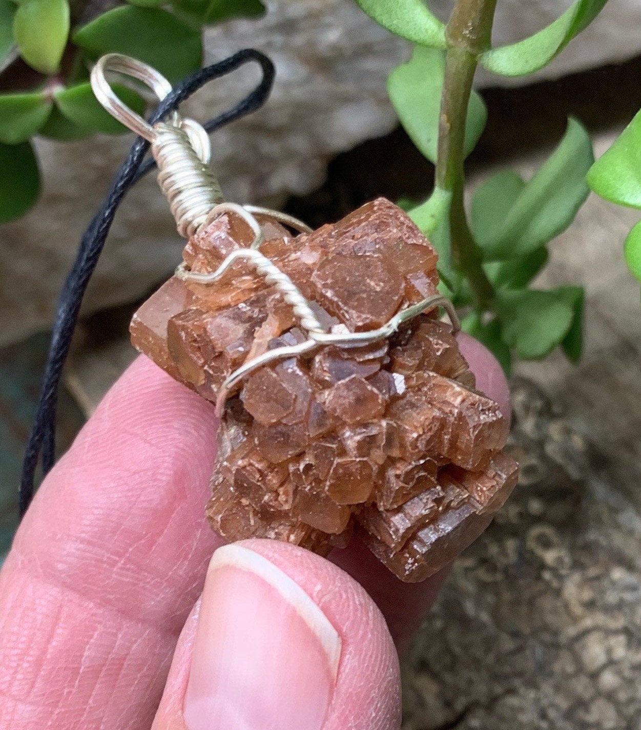 Aragonite Necklace, Wire Wrapped, Hand Made, Beautiful, Abundance HOT-0581