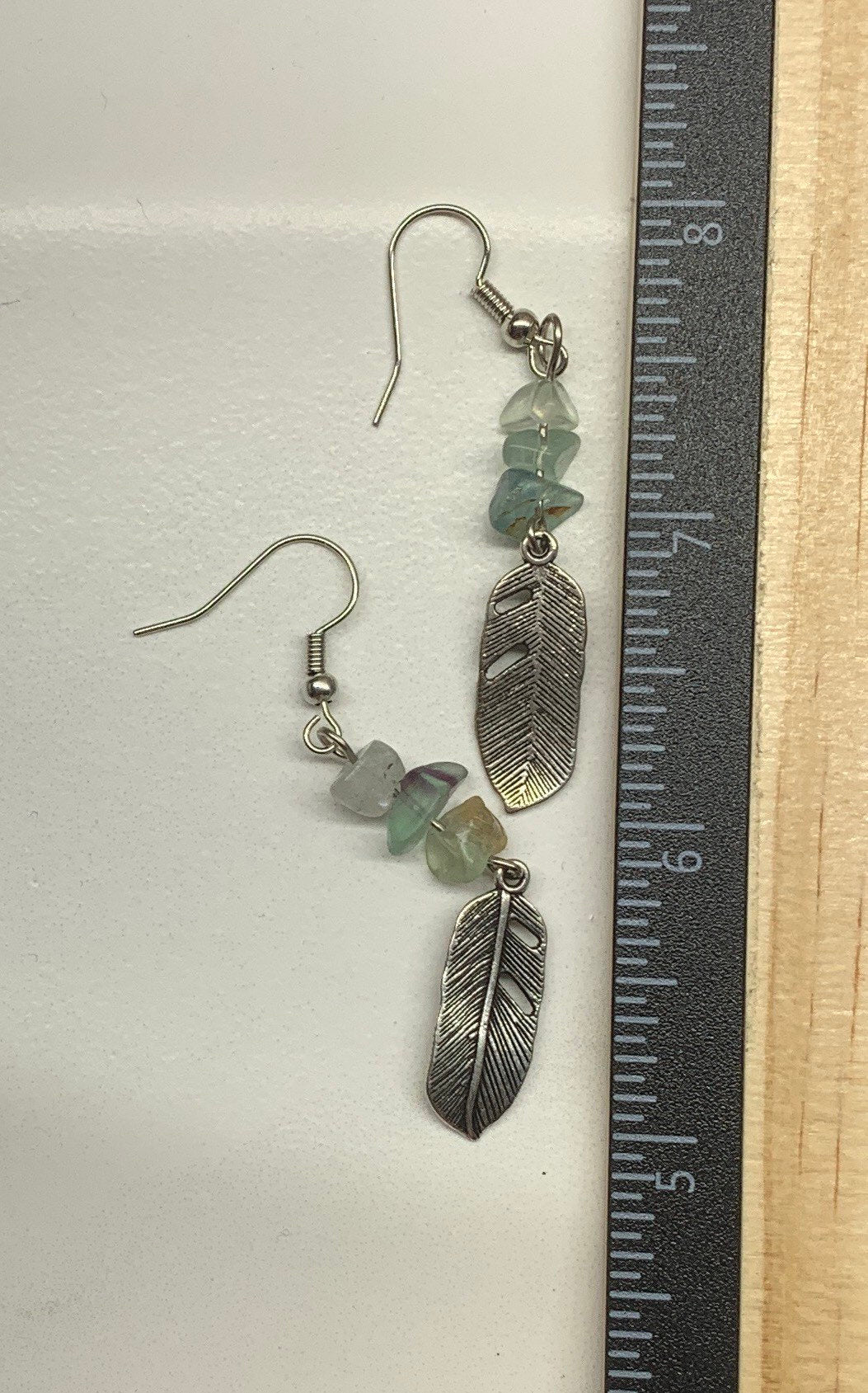 Fluorite Feather Earrings EAR-0050