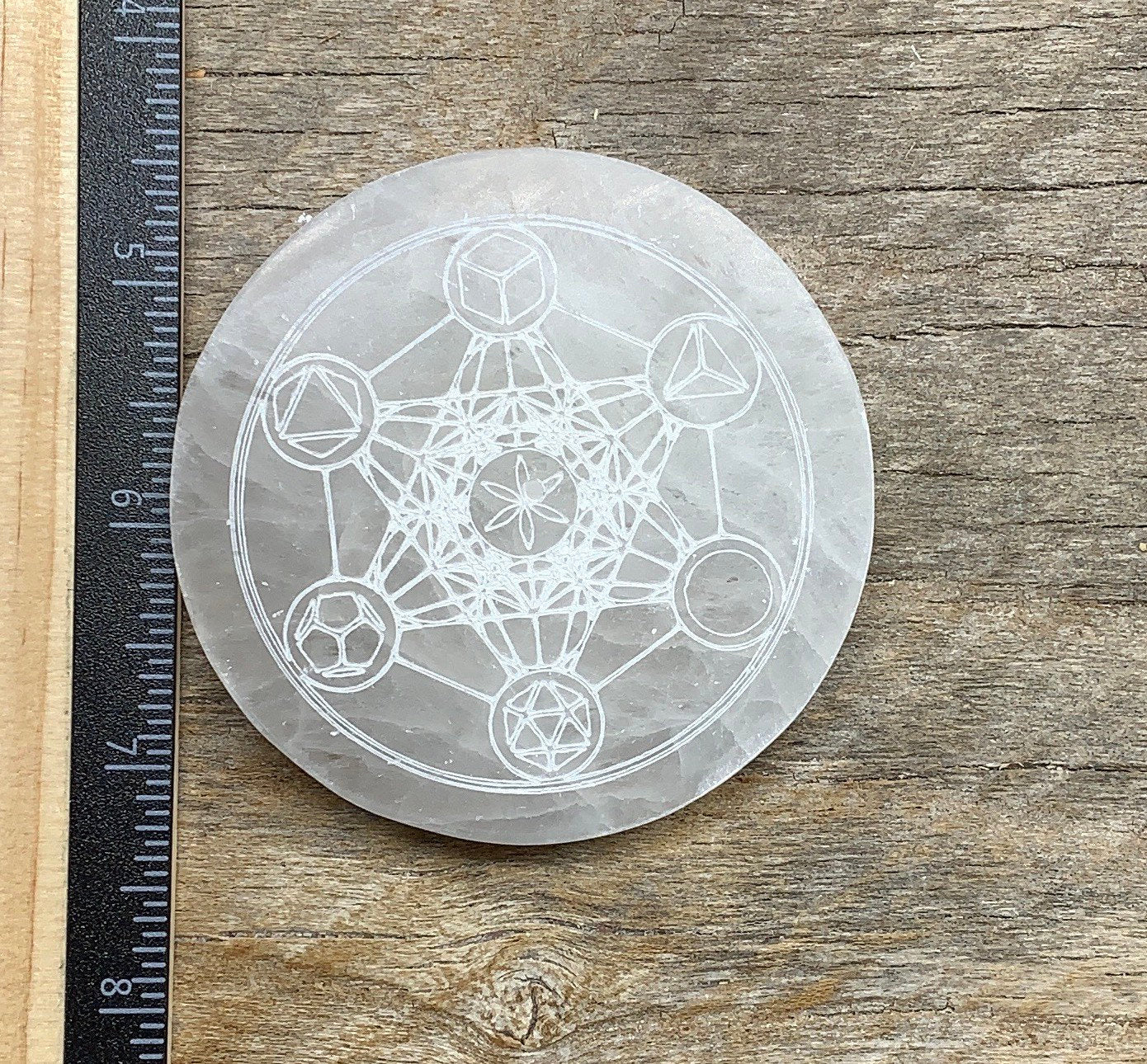 Medatron’s Cube Selenite Sacred Geometry S-0036   2 3/4”