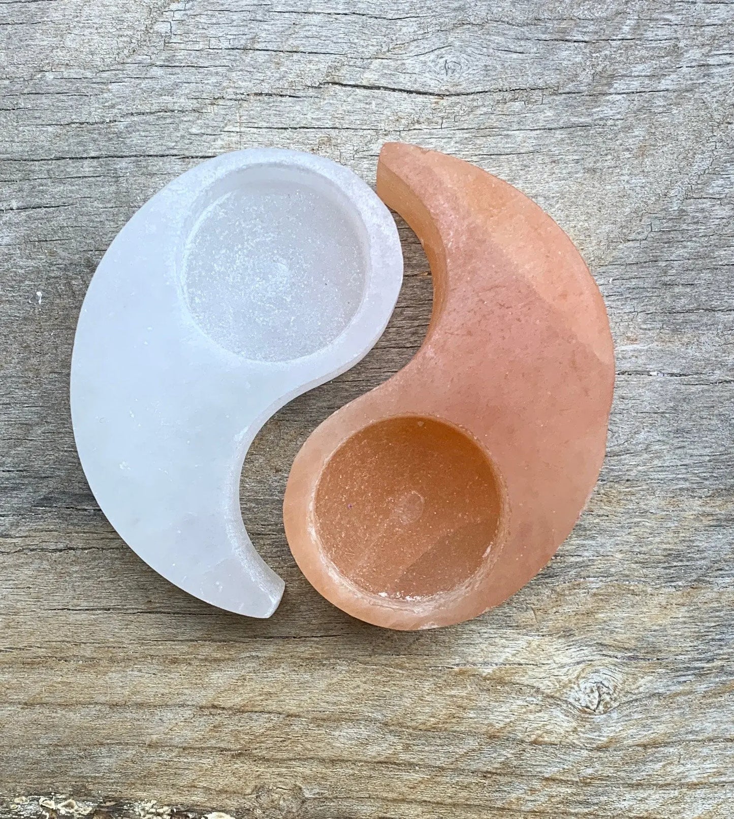 Selenite Yin & Yang Candle TEA Light Set S-0025 4” Shop Wholesale Crystals