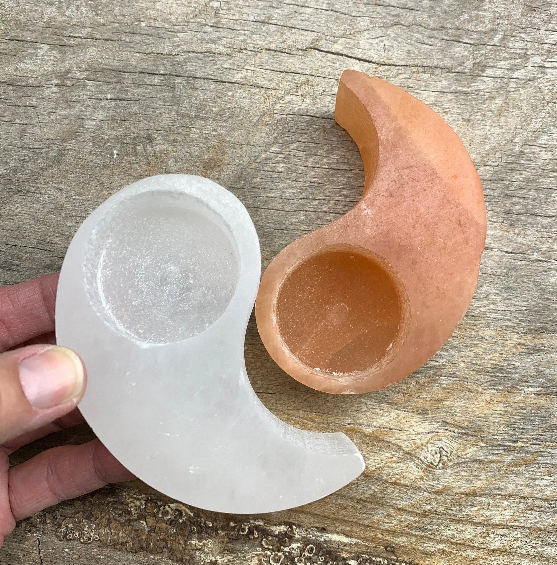 Selenite Yin & Yang Candle TEA Light Set S-0025 4” Shop Wholesale Crystals