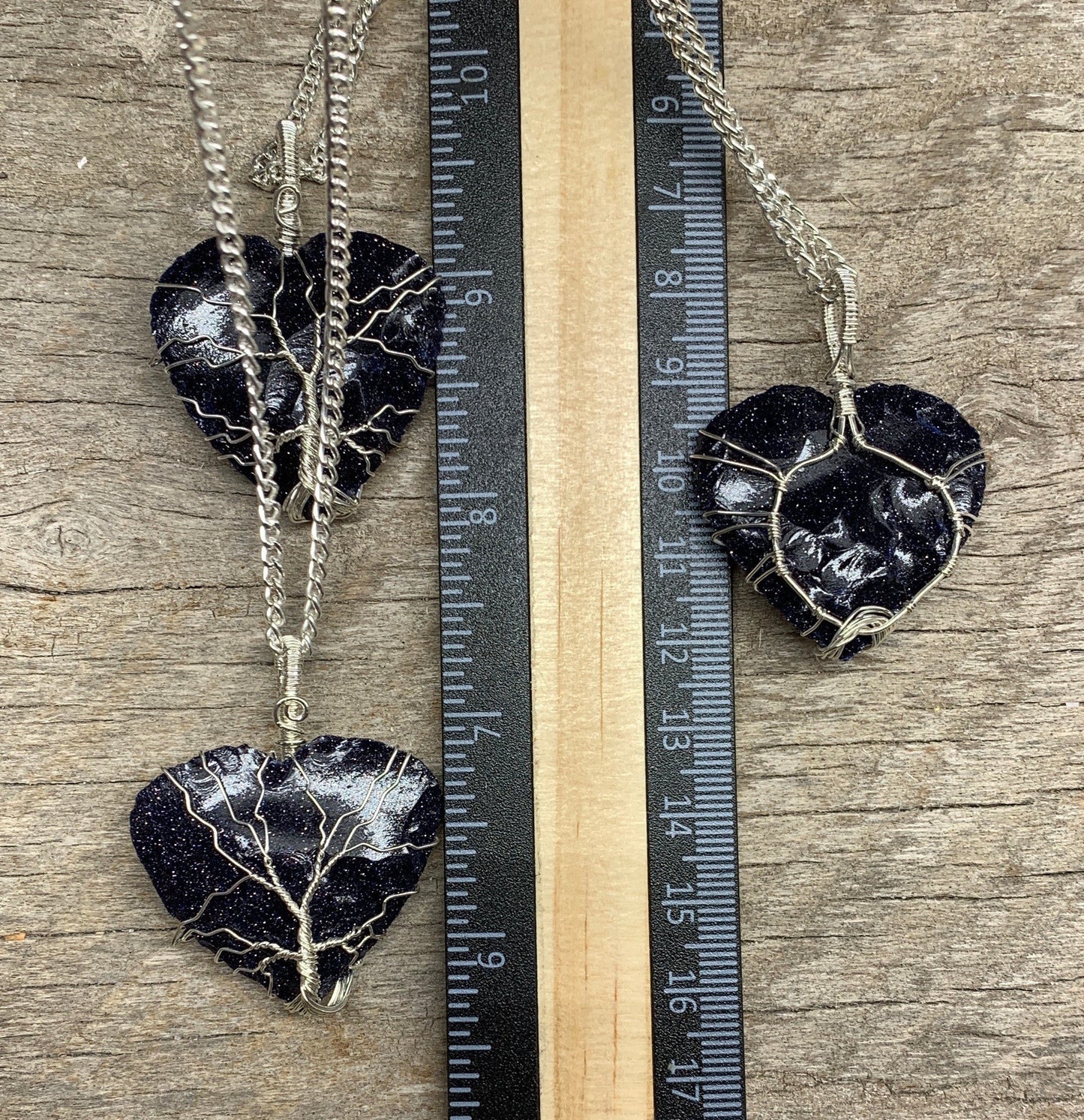 Blue Goldstone Knapped Wire Wrapped Necklace NCK-2379 Tree Of Life