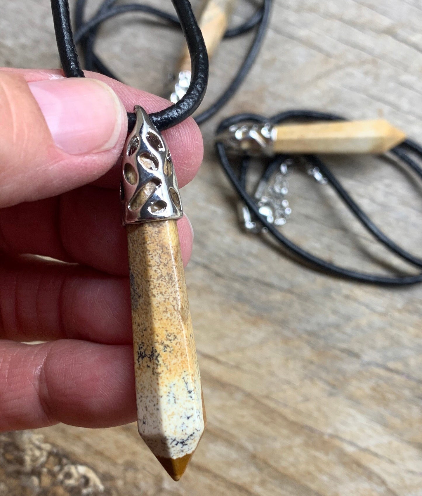 Picture Jasper Crystal Point Necklace NCK-2014