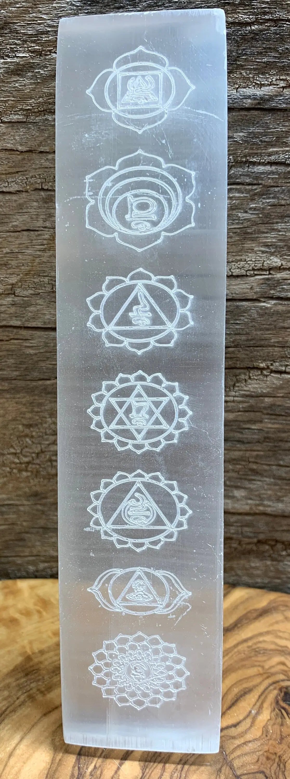 Selenite Chakra Etched Bar 6” S-0009 Shop Wholesale Crystals