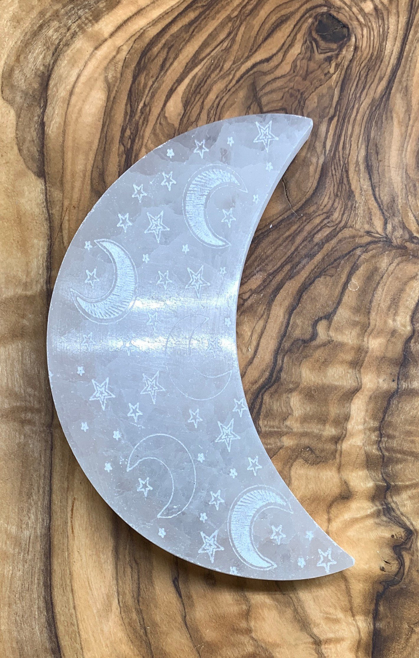 Moon Selenite Etching 4.8” S-0010