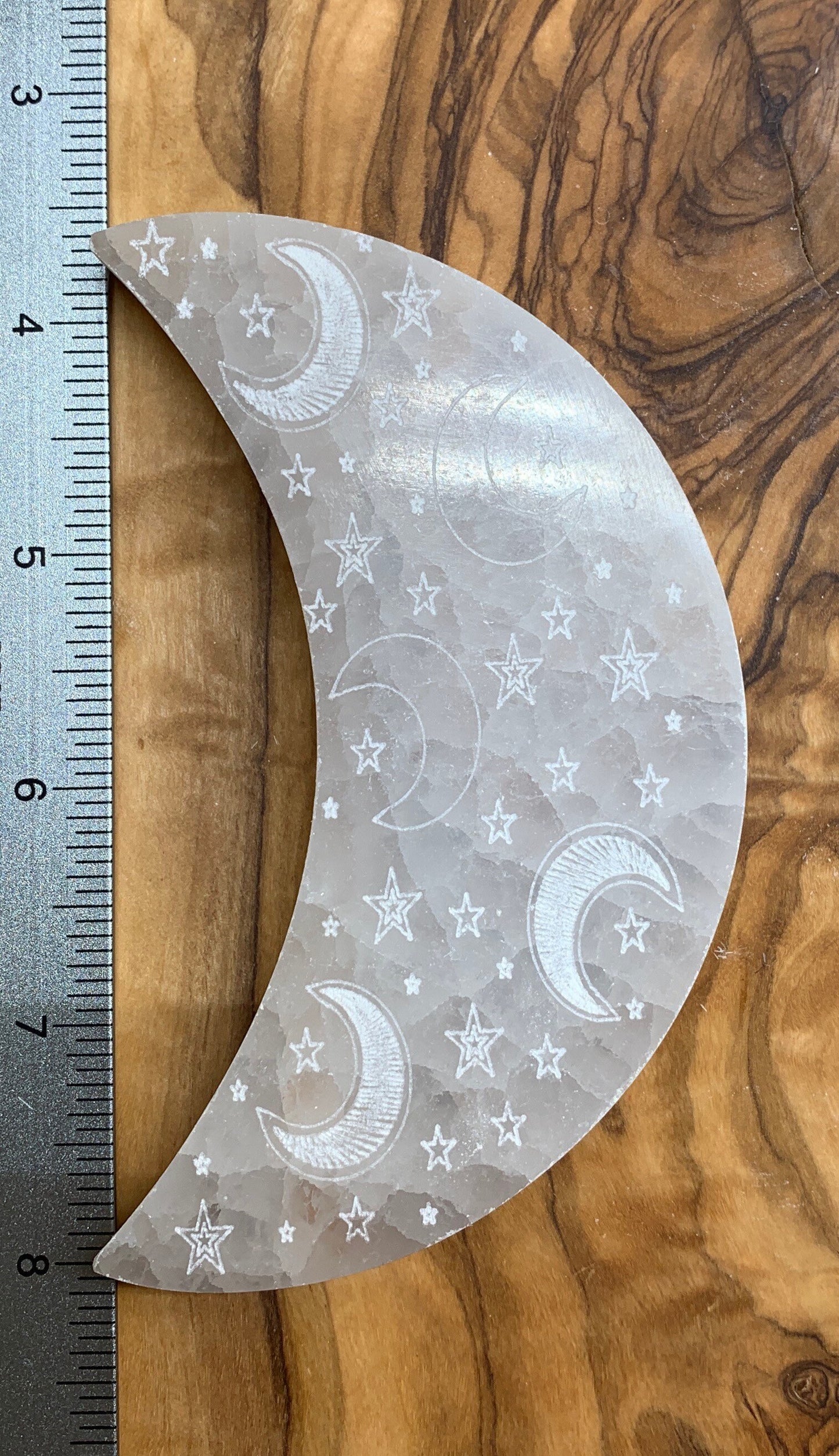 Moon Selenite Etching 4.8” S-0010