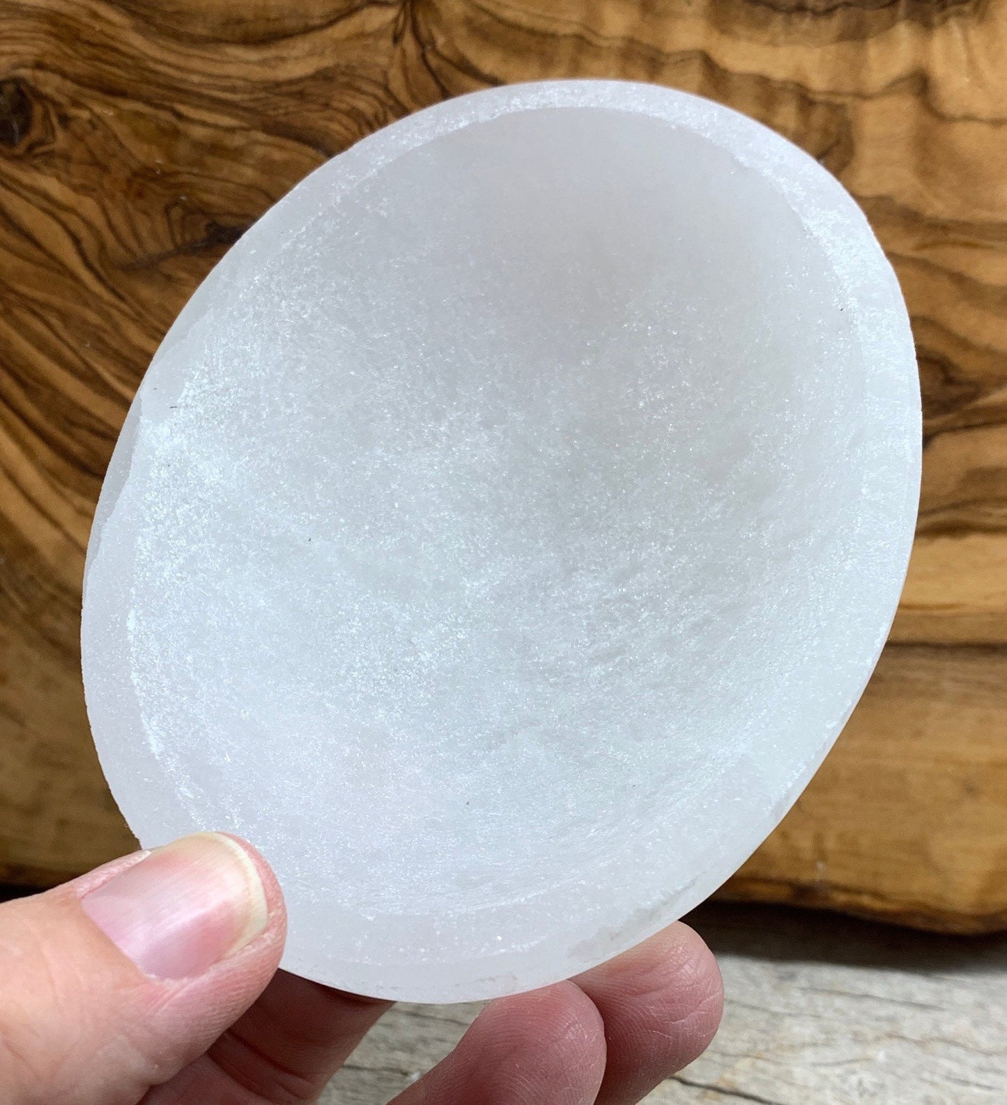 Oval Selenite Bowl 4” S-0017