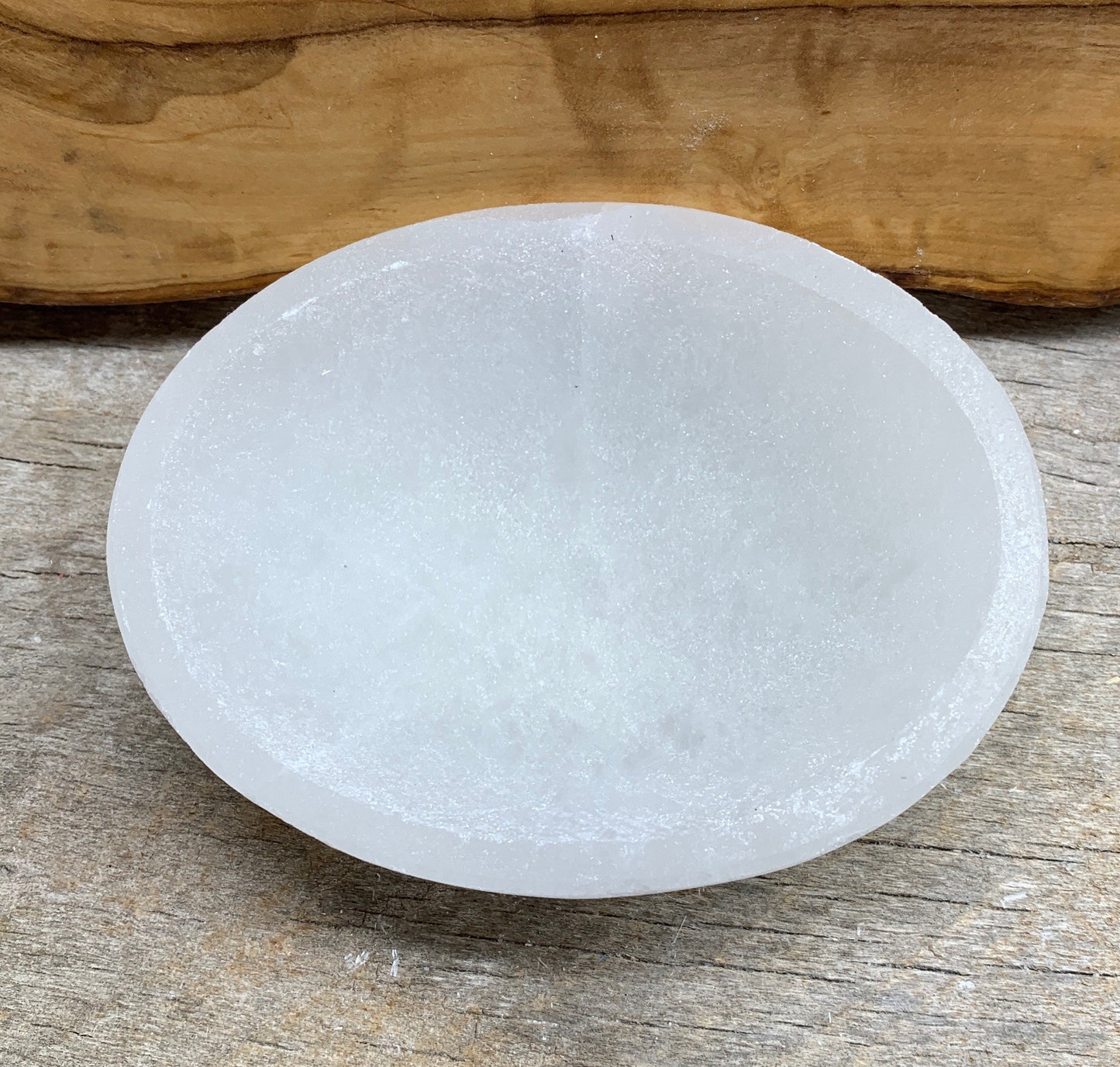 Oval Selenite Bowl 4” S-0017