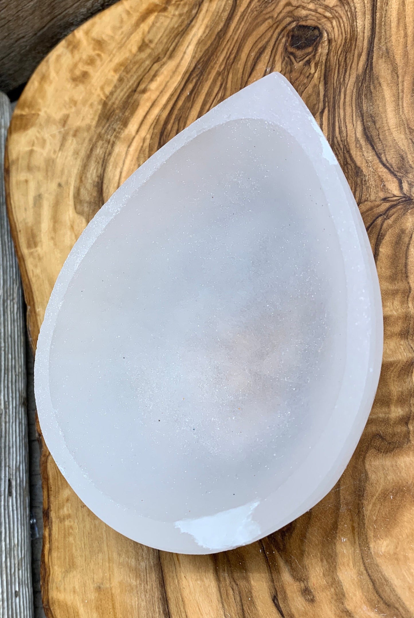 Selenite Tear Drop Bowl 4”  S-0013