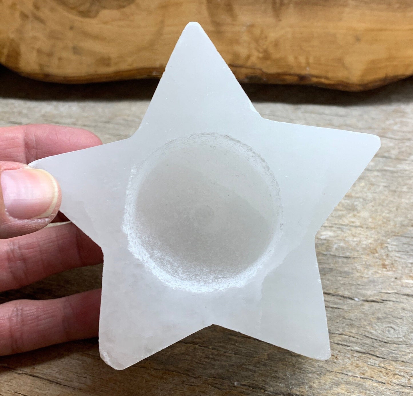 Selenite Star Tea Light Candle Holder 3 1/2” S-0019