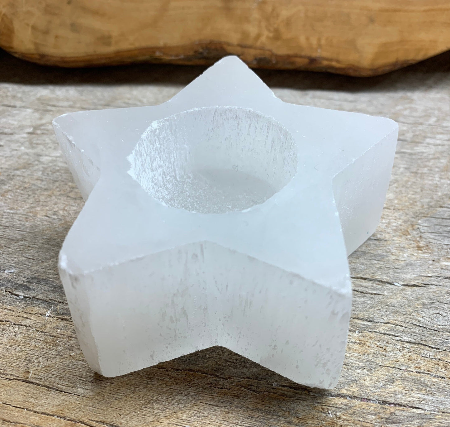 Selenite Star Tea Light Candle Holder 3 1/2” S-0019