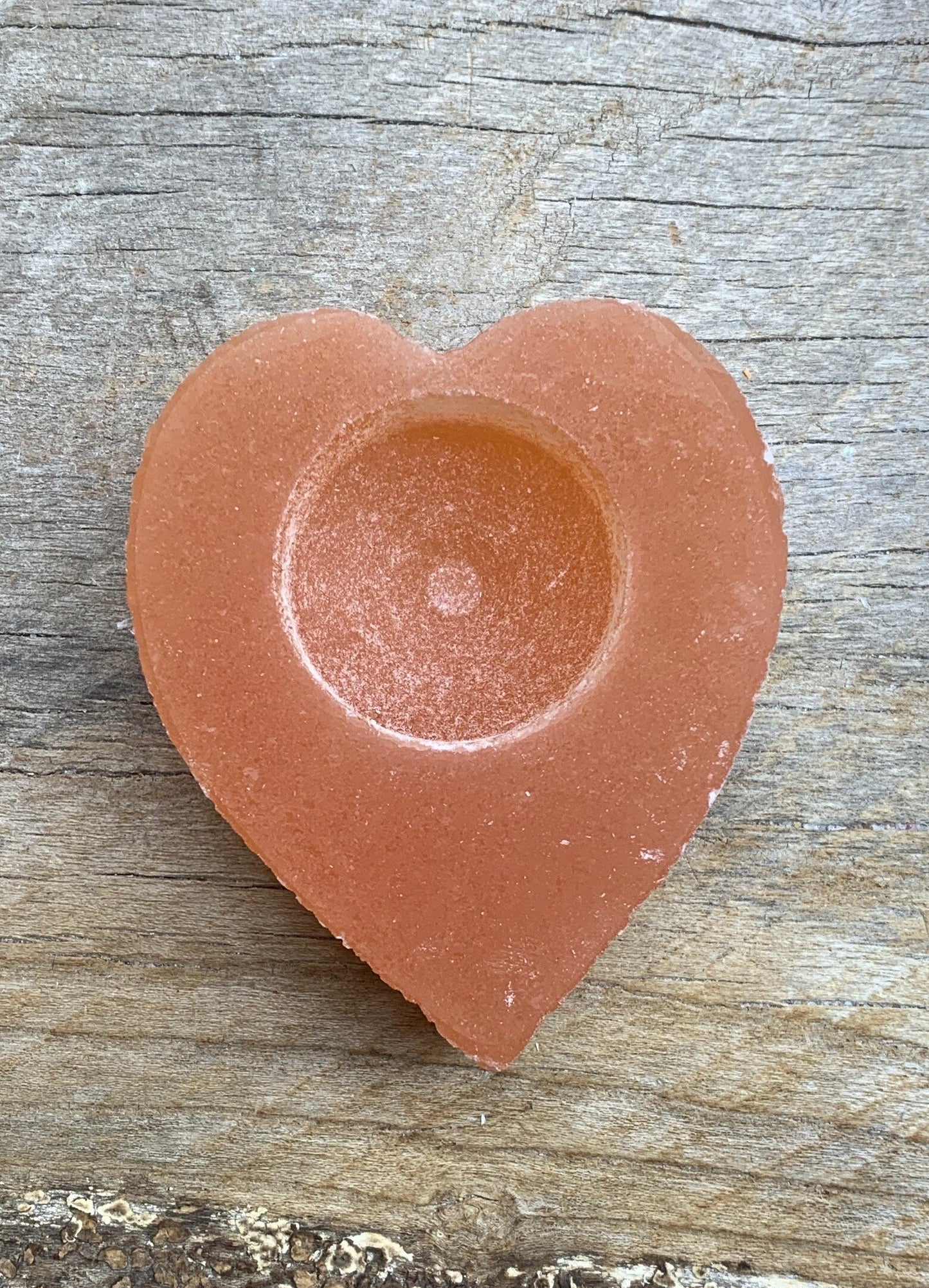 Orange Selenite Heart Candle Holder S-0020