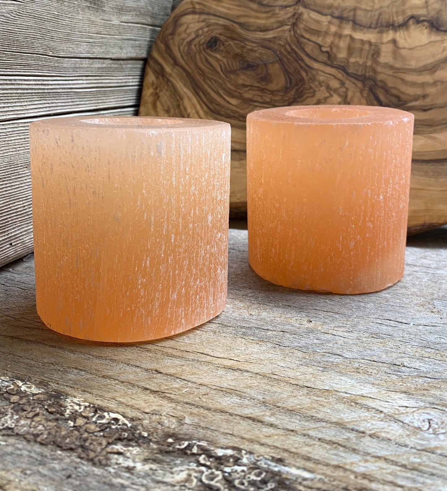 Orange Selenite Candle Holder 3” S-0028