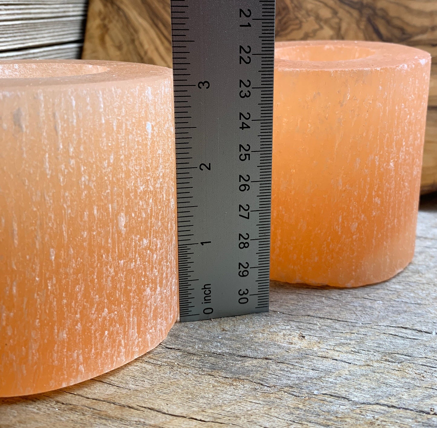 Orange Selenite Candle Holder 3” S-0028