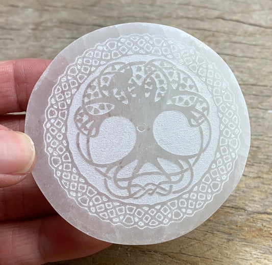 Tree Of Life Selenite Etching S-0030