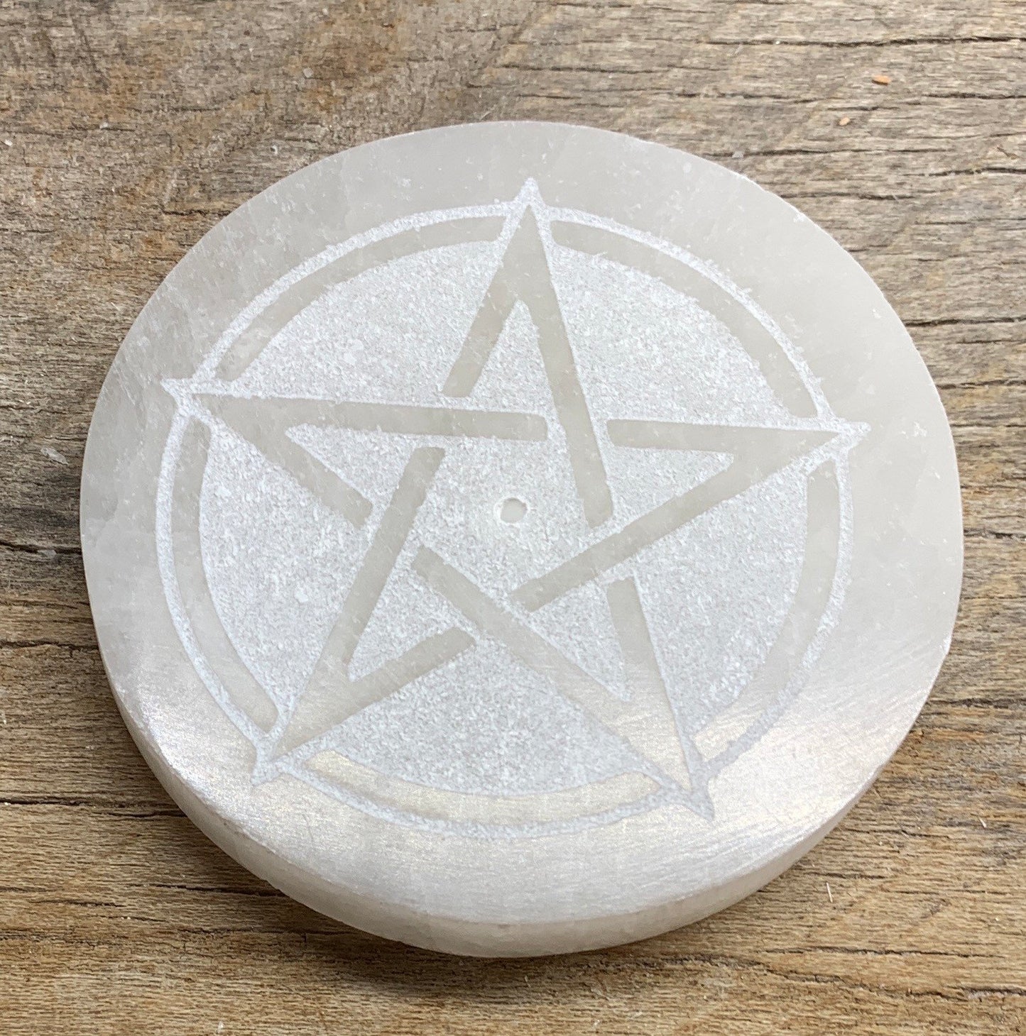 Star Protection Symbol Selenite Etching 3”  S-0032