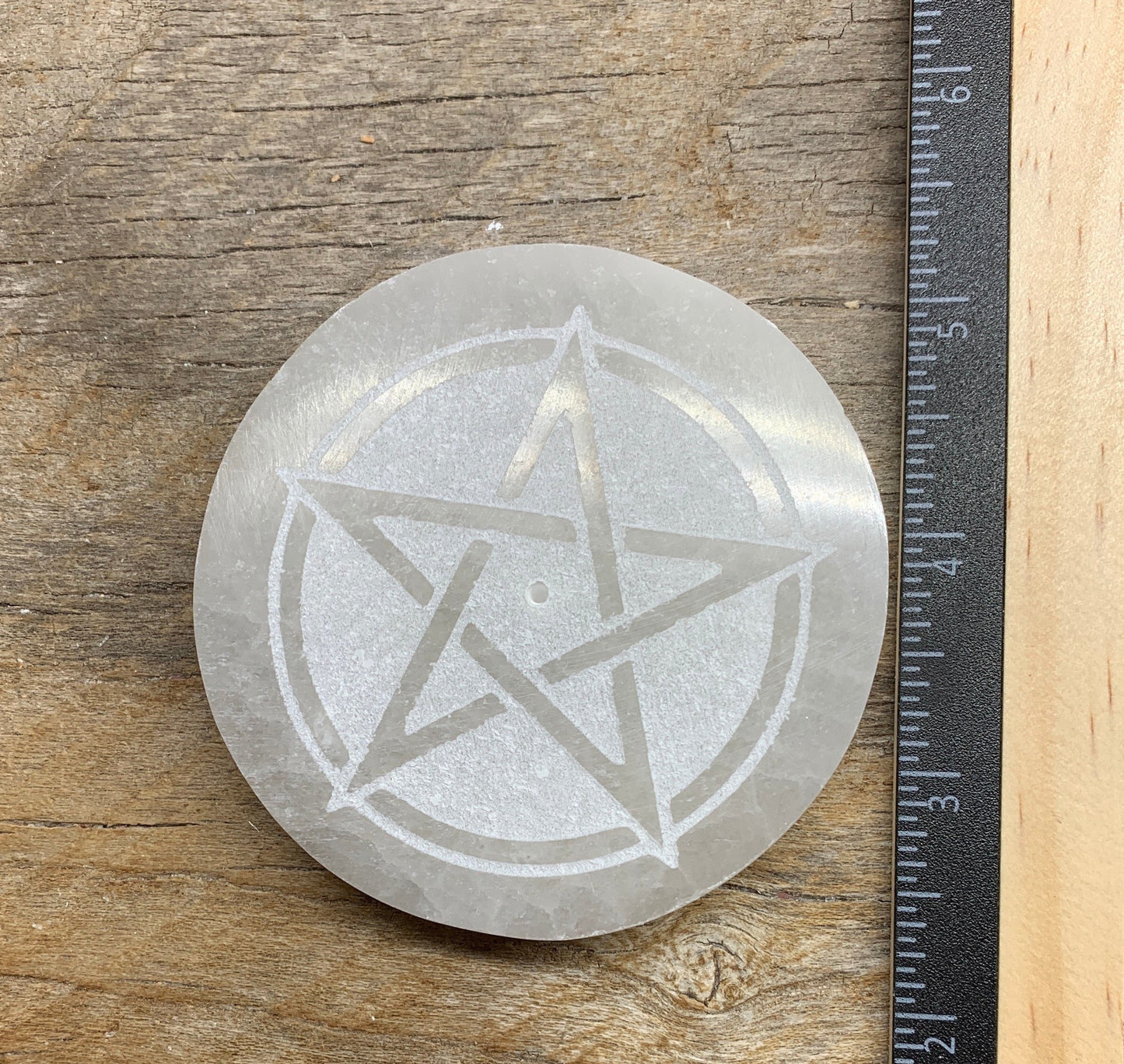 Star Protection Symbol Selenite Etching 3”  S-0032