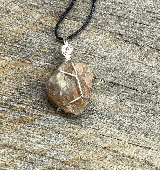 Sunstone Necklace, Wire Wrapped, Hand Made, Joyful Stone, Gift Item NCK-2236