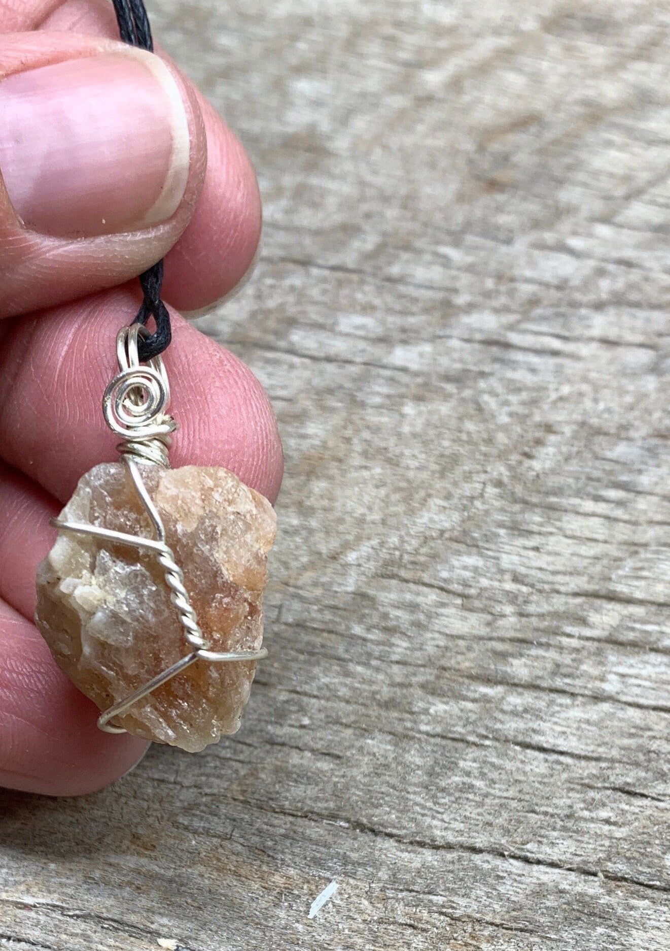 Sunstone Necklace, Wire Wrapped, Hand Made, Joyful Stone, Gift Item NCK-2236