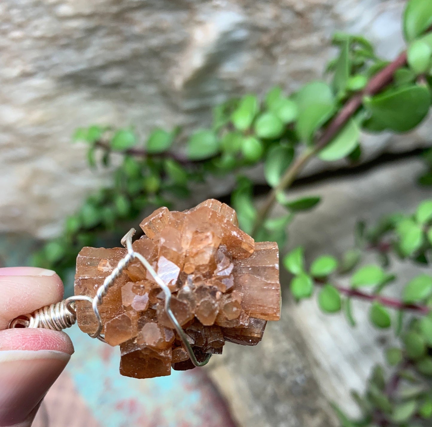 Aragonite Necklace, Wire Wrapped, Hand Made, Beautiful, Abundance NCK-0376