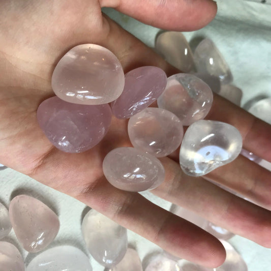 Rose Quartz, Polished Tumbled Crystal (Approx. 3/4" - 1") Polished Stone for the Heart Chakra, for Wire Wrapping or Crystal Grid Supply BIN-1378 Shop Wholesale Crystals