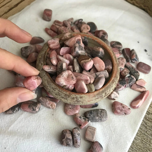 Rhodochrosite, Tumbled Stone (Approx 1/2" - 3/4") for Wire Wrapping or Crystal Grid Supply BIN-1317 Shop Wholesale Crystals