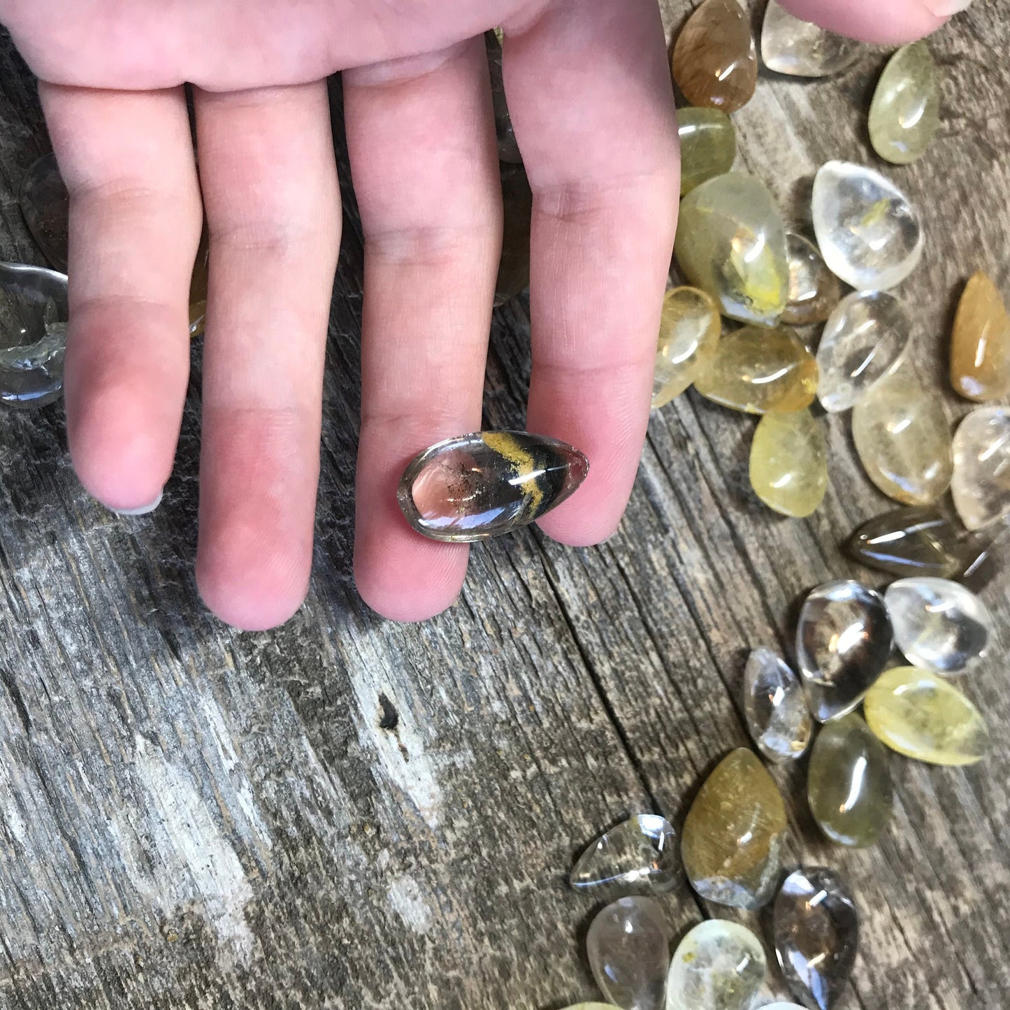 Golden Rutilated Quartz, Tumbled, Polished Rutile Quartz, One Stone (between 3/5"-1" long) for Wire Wrapping or Crystal Grid 0640